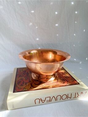 Vintage Copper Pedestal Bowl - Warm Copper Finish